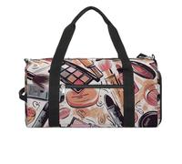 Borsa da palestra con motivo a tema cosmetico e trucco per uomini e donne, resistente all'acqua, borsa da viaggio leggera per sport di viaggio, bianca, taglia unica