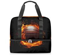 Borsa da palestra con motivo astratto che brucia basket, per donne e uomini, borsa da viaggio con scomparto per scarpe, grande capacità, per allenamento, fitness, yoga, nuoto, fine settimana