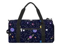 Borsa da palestra con motivo costellazioni e pianeti della galassia cosmica, con scomparto per scarpe, borsone da viaggio, weekender, pernottamento, yoga