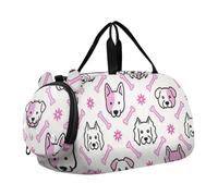 Borsa da palestra con motivo di teste di cane e osso, linea semplice, piccola, con scomparto per scarpe, multifunzionale, per viaggi, sport, fitness e allenamento