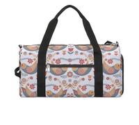 Borsa da palestra con motivo floreale e uccelli, stile nordico, con scomparto per scarpe, borsone da viaggio, borsa da yoga