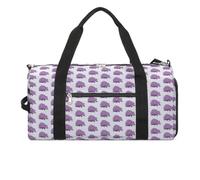 Borsa da palestra con motivo riccio, viola, con scomparto per scarpe, da viaggio, weekend, per la notte, per yoga