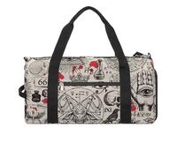 Borsa da palestra con motivo satanismo e occultismo, stile retrò, con scomparto per scarpe, da viaggio, weekend, per la notte, per yoga