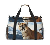 Borsa da palestra con nave pirata al tramonto, borsone per uomo e donna, borsa da notte con scomparto per scarpe, borse da viaggio per allenamento, Leone di montagna pantera, Taglia unica, Borsone da