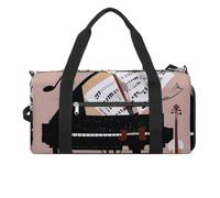 Borsa da palestra con note musicali per pianoforte, violino, unisex, impermeabile, grande borsa da viaggio per allenamento