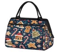 Borsa da palestra con omino di pan di zenzero di Natale, per uomini e donne, con albero di neve e fiocchi di neve, borsone sportivo da viaggio, impermeabile, per fine settimana, borsa leggera da