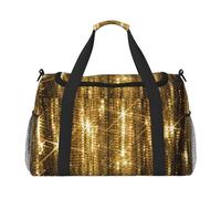Borsa da palestra con paillettes dorate, con stampa scintillante, borsa da palestra con bagaglio a mano, borsa per il fine settimana, borsone e borsa a tracolla per viaggi e fitness