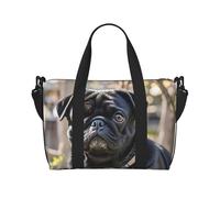 Borsa da palestra con pastore tedesco, per gli amanti dei cani, borsone da viaggio per uomini e donne, borsa da viaggio per la notte con scomparto per scarpe borse da allenamento, Carino nero carlino