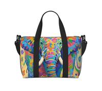 Borsa da palestra con pianeti, stelle e Via Lattea, borsone da viaggio per uomo e donna, borsa da viaggio con scomparto per scarpe da allenamento, Elefante colorato., Taglia unica, Borsone da viaggio