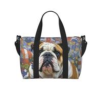 Borsa da palestra con pianeti, stelle e Via Lattea, borsone da viaggio per uomo e donna, borsa da viaggio con scomparto per scarpe da allenamento, Bulldog inglese, Taglia unica, Borsone da viaggio