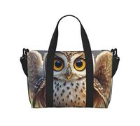 Borsa da palestra con pianeti, stelle e Via Lattea, borsone da viaggio per uomo e donna, borsa da viaggio con scomparto per scarpe da allenamento, Simpatico gufo., Taglia unica, Borsone da viaggio