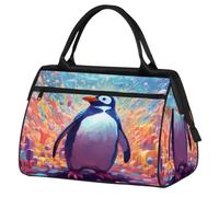 Borsa da palestra con pinguino astratto tie dyed animale per donne e uomini, borsone sportivo da viaggio con custodia trolley, borsa sportiva impermeabile, borsa da palestra weekender borsa da viaggio
