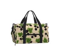 Borsa da palestra con ribes nero per uomo e donna, borsone da viaggio con foglie verdi, borsone da viaggio con scomparto per scarpe, resistente all'acqua, per sport durante la notte, danza, yoga