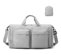 Borsa da palestra con scomparto for scarpe Borsone da viaggio pieghevole Leggero resistente all'acqua for l'allenamento sportivo borsone palestra(Gris)