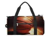 Borsa da palestra con sfondo da basket per uomo e donna, resistente all'acqua, borsa da viaggio leggera per sport di viaggio, bianca, taglia unica
