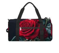 Borsa da palestra con sfondo nero rosa rossa per uomo e donna, borsa da palestra impermeabile, grande borsa da viaggio per allenamento