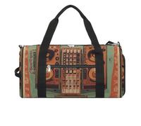 Borsa da palestra con sfondo vintage per attrezzatura musicale jazz per uomo donna borsone da viaggio resistente all'acqua borsa da viaggio leggera per sport di viaggio, bianco, taglia unica
