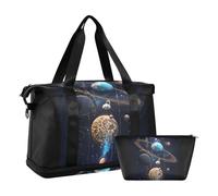 Borsa da palestra con sistema solare e paesaggio celeste fantascientifico, con tasca bagnata, tracolla regolabile, borsa tote per yoga, impermeabile, per uomini e donne