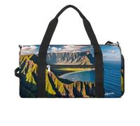 Borsa da palestra con skyline di montagna sul mare, per uomini e donne, impermeabile, grande borsone per allenamento da viaggio