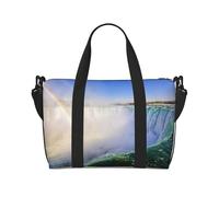 Borsa da palestra con stampa a cascata e arcobaleno per donne, borsa per la notte, borsa per oggetti personali, borsa a tracolla per donne e uomini, taglia unica, Nero , Taglia unica