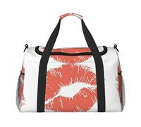 Borsa da palestra con stampa bacio rosso, borsa da palestra con bagaglio a mano, borsa per il fine settimana, borsone e borsa a tracolla per viaggi e fitness
