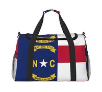 Borsa da palestra con stampa bandiera della Carolina del Nord, grande capacità, borsa da trasporto a mano, pieghevole, per attività all'aperto