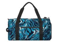 Borsa da palestra con stampa blu e nera per uomo e donna, resistente all'acqua, borsa da viaggio leggera per sport di viaggio, bianca, taglia unica
