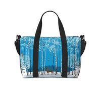 Borsa da palestra con stampa di albero di betulla Merry Christmas, borsa da donna, borsa per la notte, borsa per oggetti personali, borsa a tracolla per donne e uomini, taglia unica, Nero , Taglia