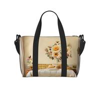 Borsa da palestra con stampa di api rurali e fiori selvatici per donne, borsa per la notte, borsa per oggetti personali, borsa a tracolla per donne e uomini, taglia unica, Nero , Taglia unica