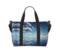 Borsa da palestra con stampa di cielo blu e nuvole bianche, borsa da viaggio adatta per viaggi d'affari