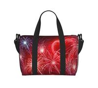 Borsa da palestra con stampa di cuori rossi e fuochi d'artificio da donna, borsa per la notte, borsa per oggetti personali, borsa a tracolla per donne e uomini, taglia unica, Nero , Taglia unica