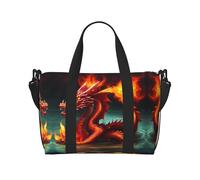 Borsa da palestra con stampa di Dragon King in Fire, borsa a tracolla da viaggio adatta per viaggi di lavoro