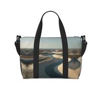 Borsa da palestra con stampa di dune di sabbia di fiume per donne, borsa per la notte, borsa per oggetti personali, borsa a tracolla per donne e uomini, taglia unica