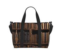 Borsa da palestra con stampa di libri per biblioteca, borsa da donna, borsa per la notte, borsa per oggetti personali, borsa a tracolla per donne e uomini, taglia unica, Nero , Taglia unica
