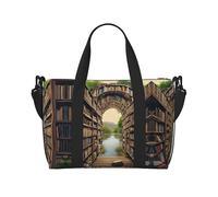 Borsa da palestra con stampa di libri per biblioteca, borsa da palestra per donne, borsa per la notte, borsa per oggetti personali, borsa a tracolla per donne e uomini, taglia unica, Nero , Taglia