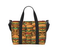 Borsa da palestra con stampa di molti simpatici hamburger, borsa da viaggio adatta per viaggi d'affari