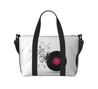 Borsa da palestra con stampa di musica astratta per donne, borsa per la notte, borsa per oggetti personali, borsa a tracolla per donne e uomini, taglia unica, Nero , Taglia unica