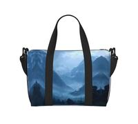 Borsa da palestra con stampa di nebbia blu per donne, borsa da notte per weekender, borsa per oggetti personali, borsa a tracolla per donne e uomini, taglia unica
