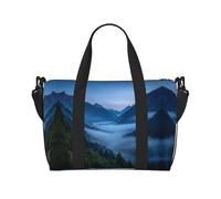 Borsa da palestra con stampa di nebbia blu per donne, borsa da notte per weekender, borsa per oggetti personali, borsa a tracolla per donne e uomini, taglia unica