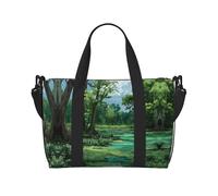 Borsa da palestra con stampa di paesaggi di palude, borsa da donna, borsa per la notte, borsa per oggetti personali, borsa a tracolla per donne e uomini, taglia unica