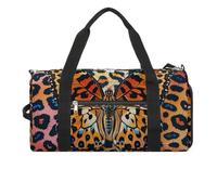 Borsa da palestra con stampa leopardata e farfalle, per uomini e donne, impermeabile, grande borsone per allenamento da viaggio