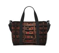 Borsa da palestra con stampa libreria biblioteca, borsa da donna, borsa per la notte, borsa per oggetti personali, borsa a tracolla per donne e uomini, nero, Taglia unica