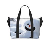 Borsa da palestra con stampa natalizia con pupazzo di neve felice per donne, borsa per la notte, borsa per oggetti personali, borsa a tracolla per donne e uomini, taglia unica, Nero , Taglia unica