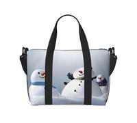 Borsa da palestra con stampa natalizia con pupazzo di neve felice per donne, borsa per la notte, borsa per oggetti personali, borsa a tracolla per donne e uomini, taglia unica, Nero , Taglia unica