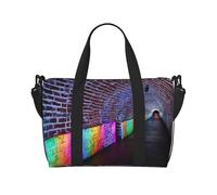 Borsa da palestra con stampa olografica di sogni per donne, borsa da notte per weekender, borsa per oggetti personali, borsa a tracolla per donne e uomini, taglia unica, Nero , Taglia unica