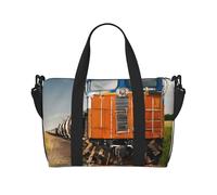 Borsa da palestra con stampa treno merci per donne, borsa da viaggio per weekender, borsa per oggetti personali, borsa a tracolla per donne e uomini, taglia unica, Nero , Taglia unica