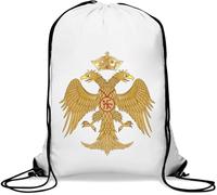 Borsa da palestra con stemma dell'impero bizantino con aquila a due teste Bisanzio borsa casual con coulisse bianca