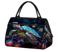 Borsa da palestra con tartaruga marina, corallo, oceano, animale, per uomini e donne, da viaggio, sport, borsone impermeabile per il fine settimana, borsa leggera per bagaglio a mano