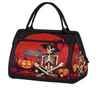 Borsa da palestra con teschio di strega di Halloween per uomini e donne, borsone sportivo da viaggio con zucca, impermeabile, borsa da viaggio per la notte borsa leggera da portare a mano