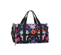 Borsa da palestra con teschio di zucchero, per uomini e donne, con teschio del giorno dei morti, borsone da viaggio con scomparto per scarpe, impermeabile, per sport, notte, danza, yoga, borsa da